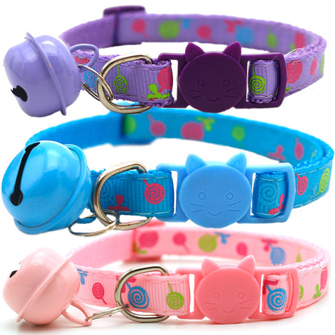 Adjustable Breakaway Cat Collar With Bell Rainbow