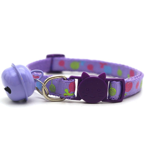 Adjustable Breakaway Cat Collar With Bell Rainbow