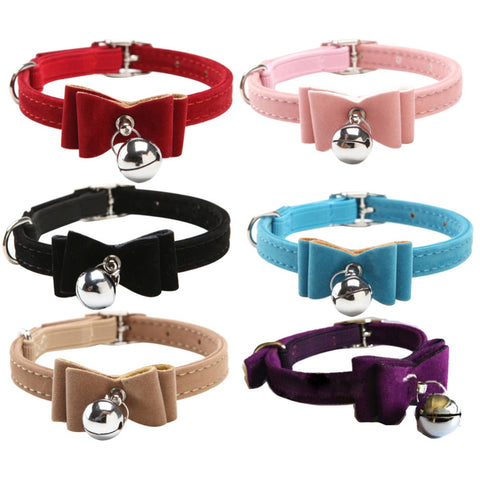 Cat Collar Elastic Bowtie Bell 6 colors