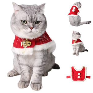 New Cat Fluffy Ball Cloak Cape Clothes Warm Christmas